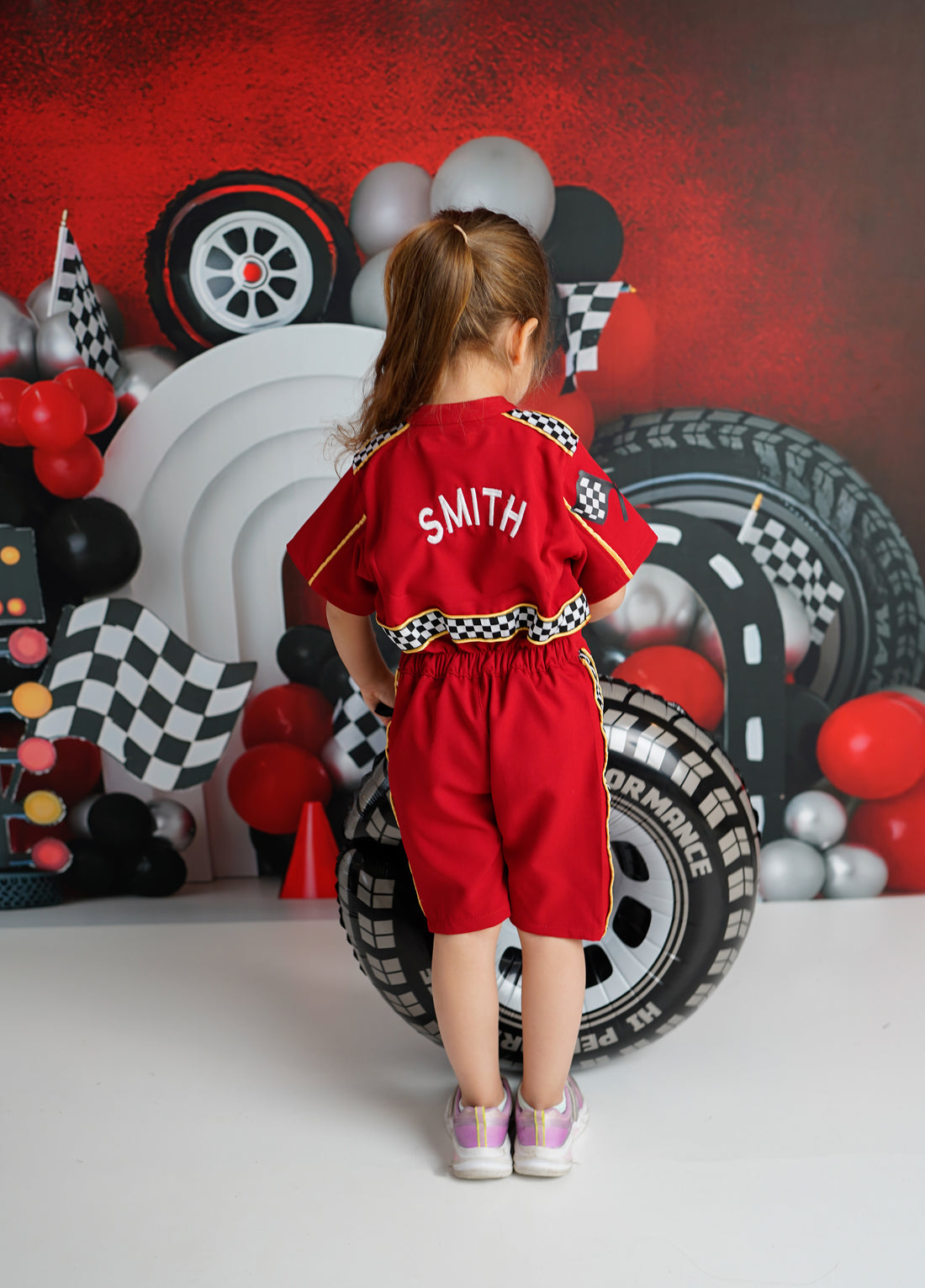 Kids Race Car Costume short sleeve with shorts Baby Girl Dress for Special Occasion