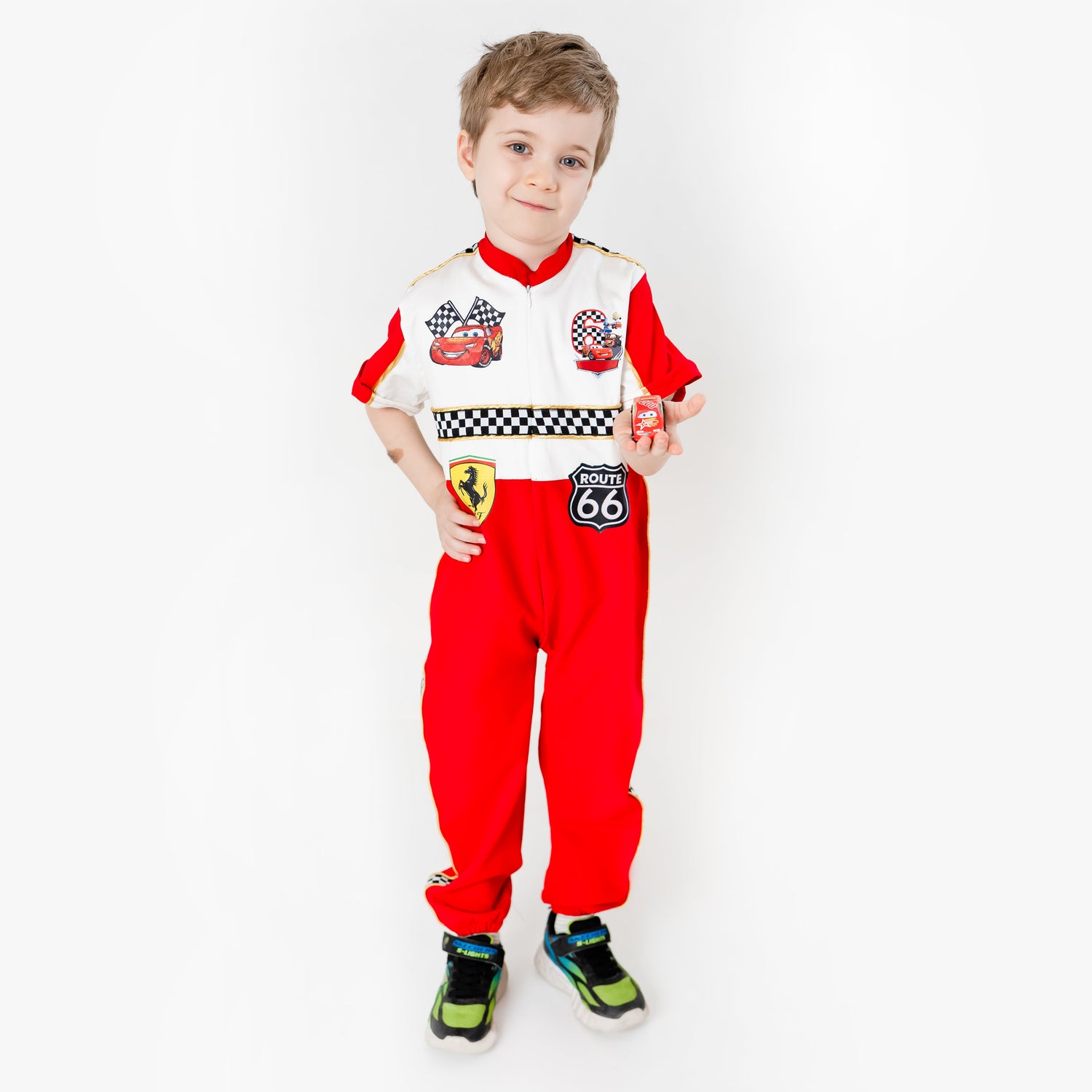 Kids Race Car Costume - Red - White Short Sleeve Racing Jumpsuit Baby Girl Dress