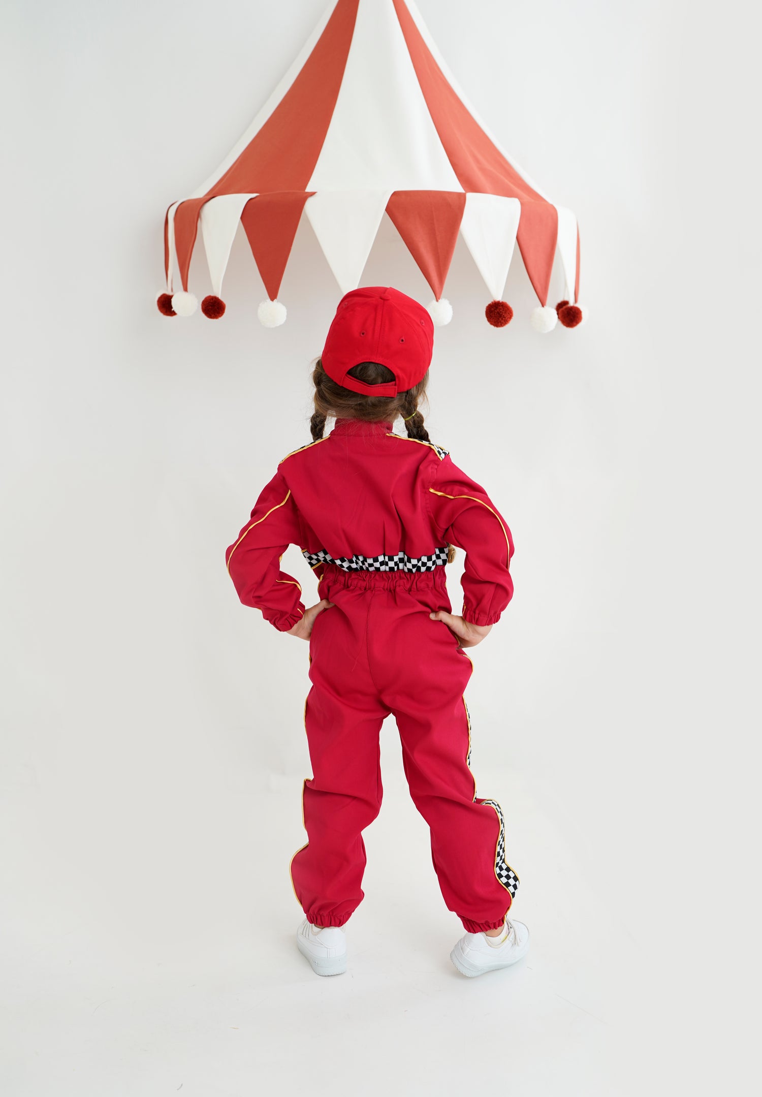Kids Racing Jumpsuit Costume with Cap and Medal – Go Kart Driver Outfit for Boys and Girls – Birthday Photoshoot Outfit – Halloween Racer Costume Baby Girl Dress