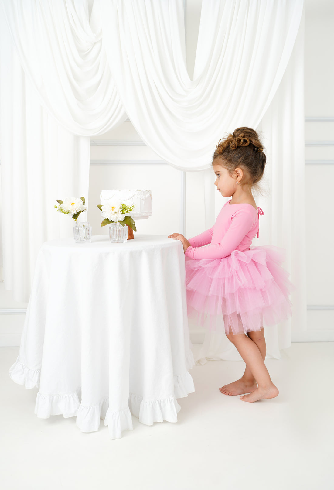 Ballerina tutu pink long sleeve Baby Girl Dress for Special Occasion