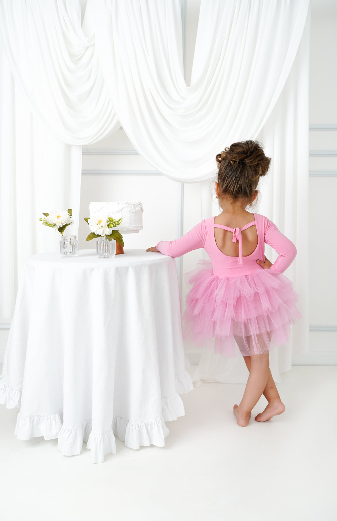 Ballerina tutu pink long sleeve Baby Girl Dress for Special Occasion