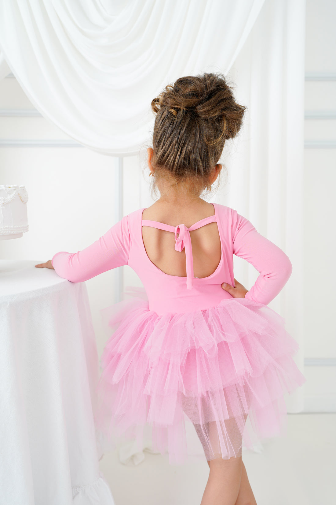 Ballerina tutu pink long sleeve Baby Girl Dress for Special Occasion