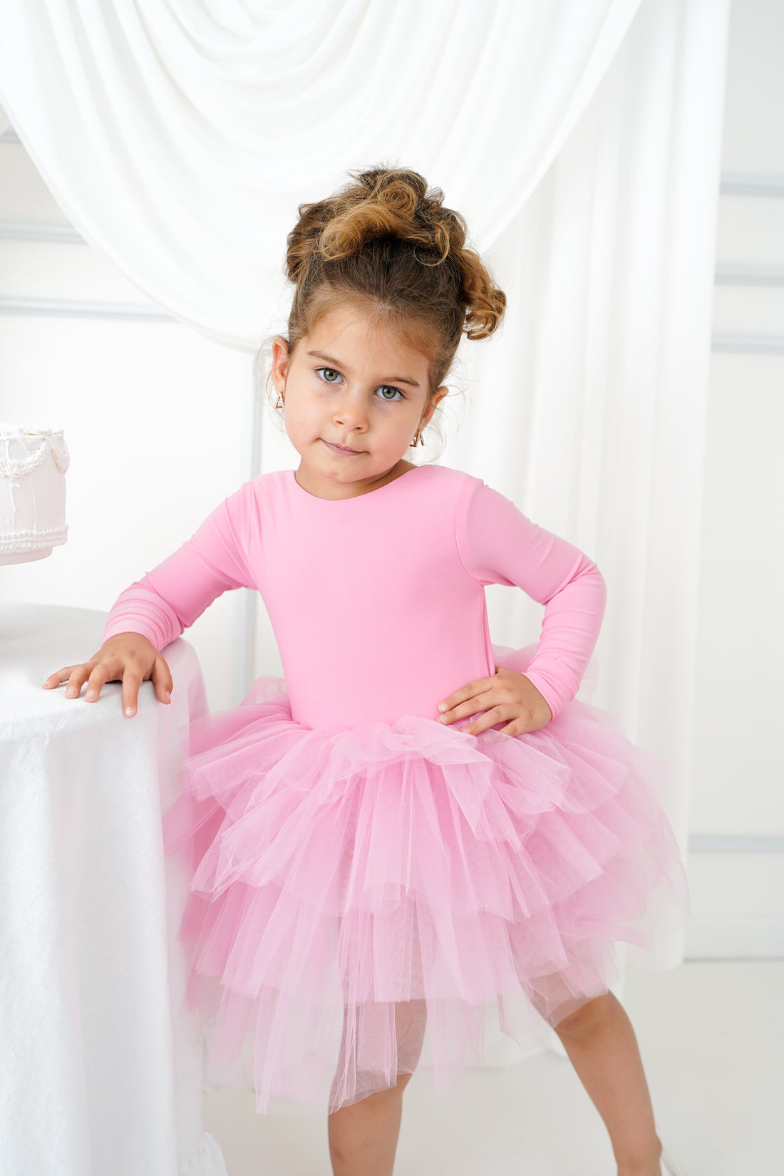 Ballerina tutu pink long sleeve Baby Girl Dress for Special Occasion