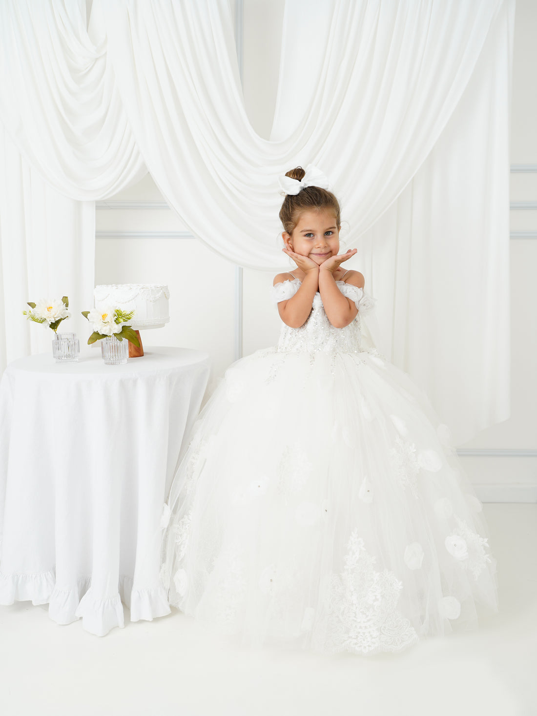 White quinceanera girl dress Baby Girl Dress for Special Occasion