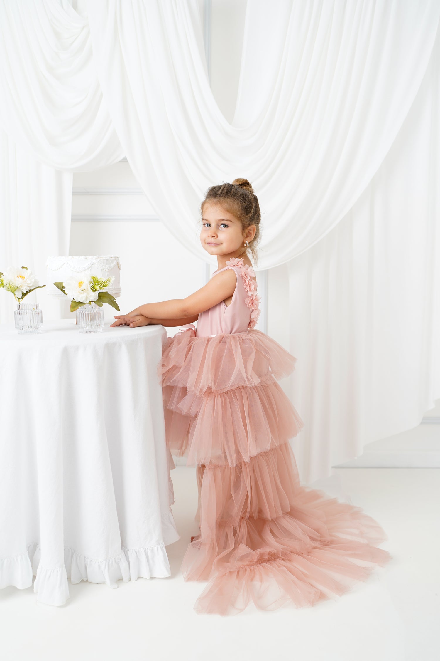 Blush Leotard Ballerina Tutu with tail Baby Girl Dress