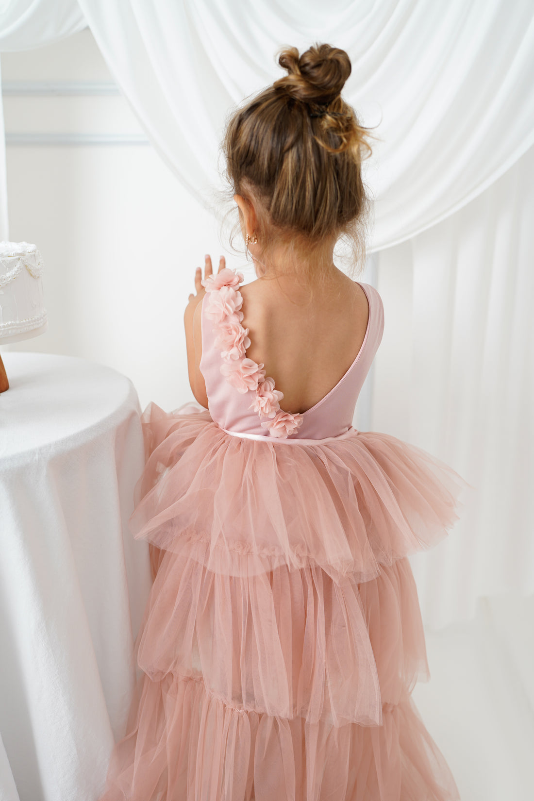 Ballerina tutu blush with tail Baby Girl Dress for Special Occasion