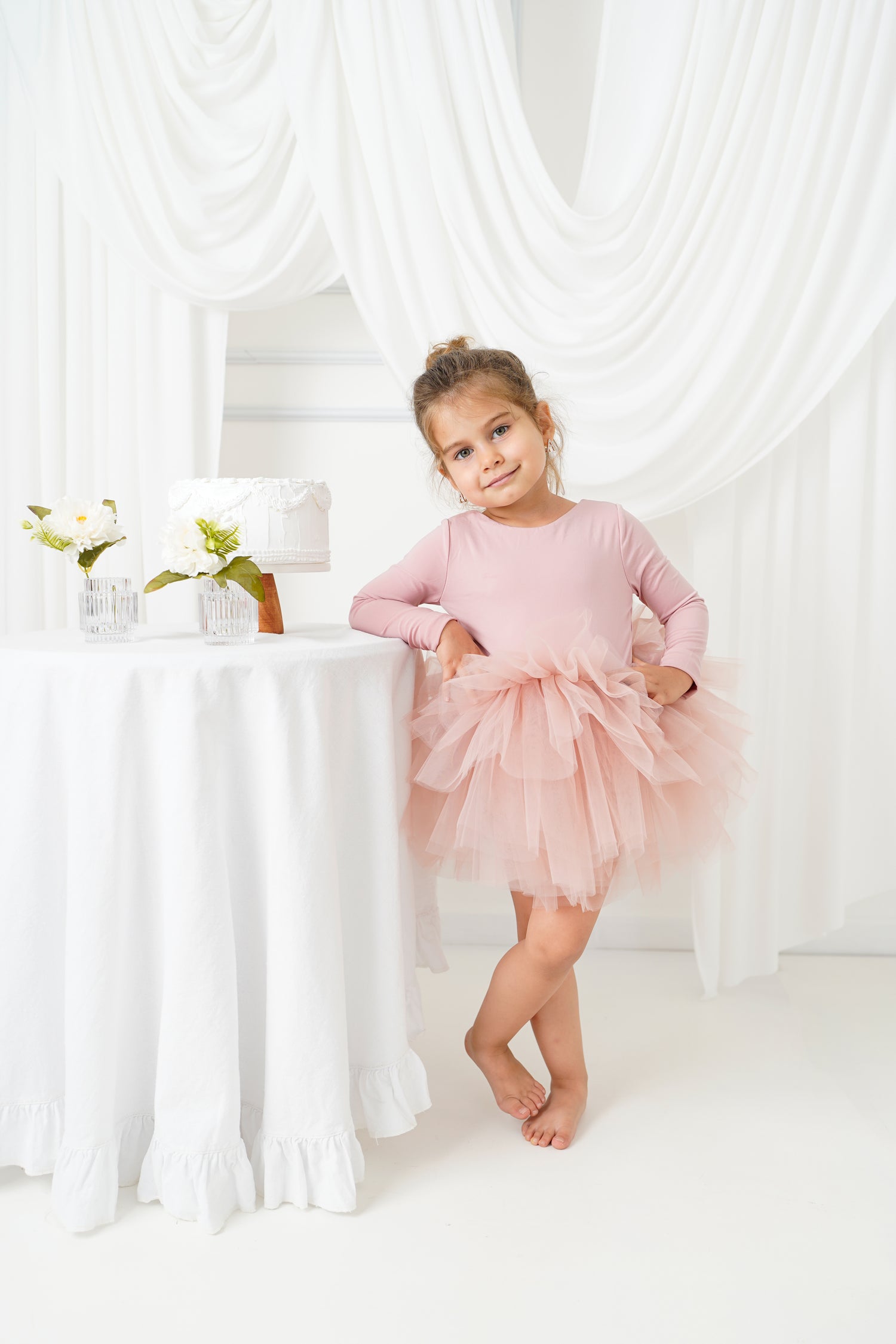 Ballerina tutu blush long sleeve Baby Girl Dress