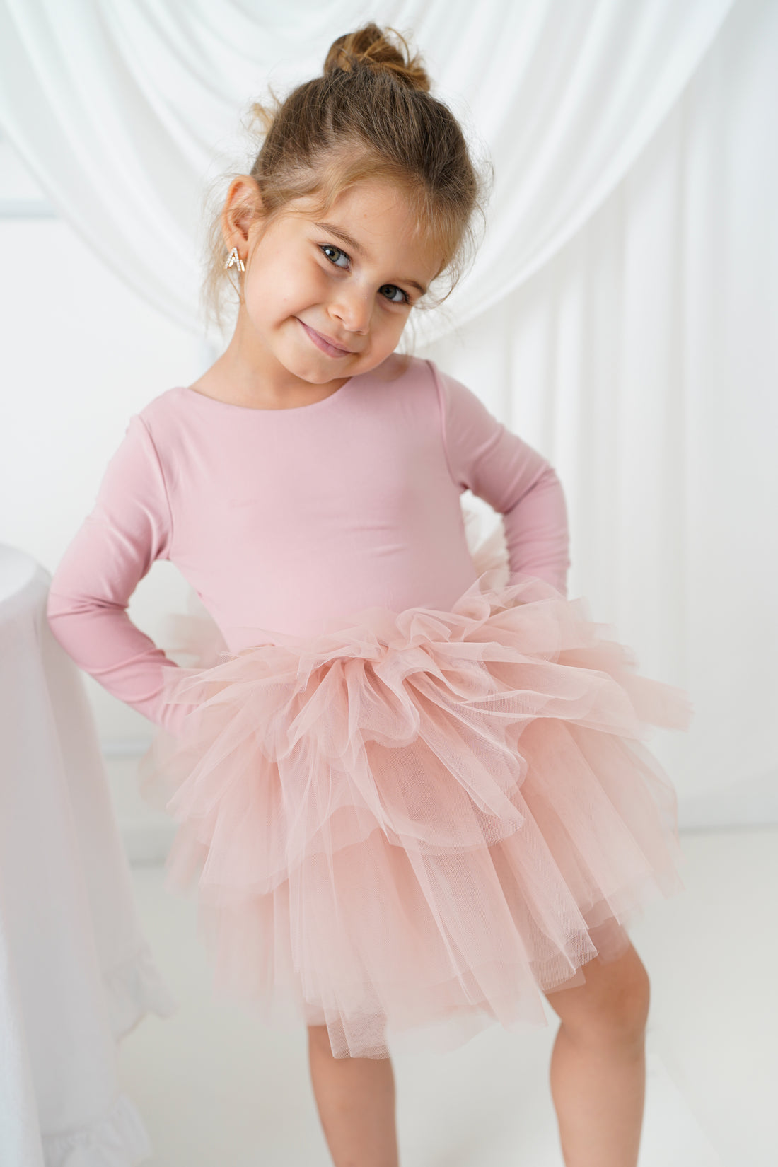 Ballerina tutu blush long sleeve Baby Girl Dress for Special Occasion