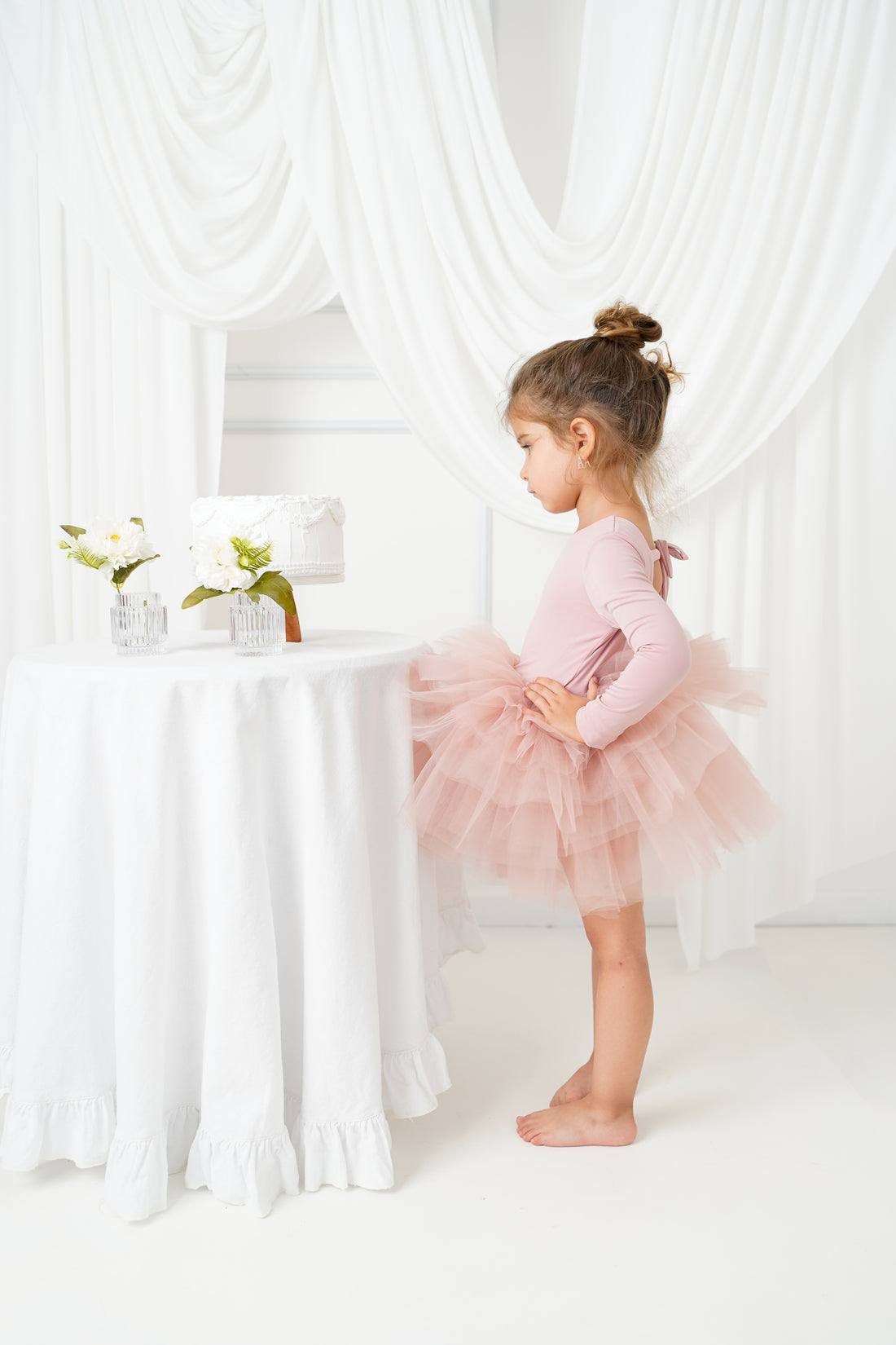 Ballerina tutu blush long sleeve Baby Girl Dress for Special Occasion