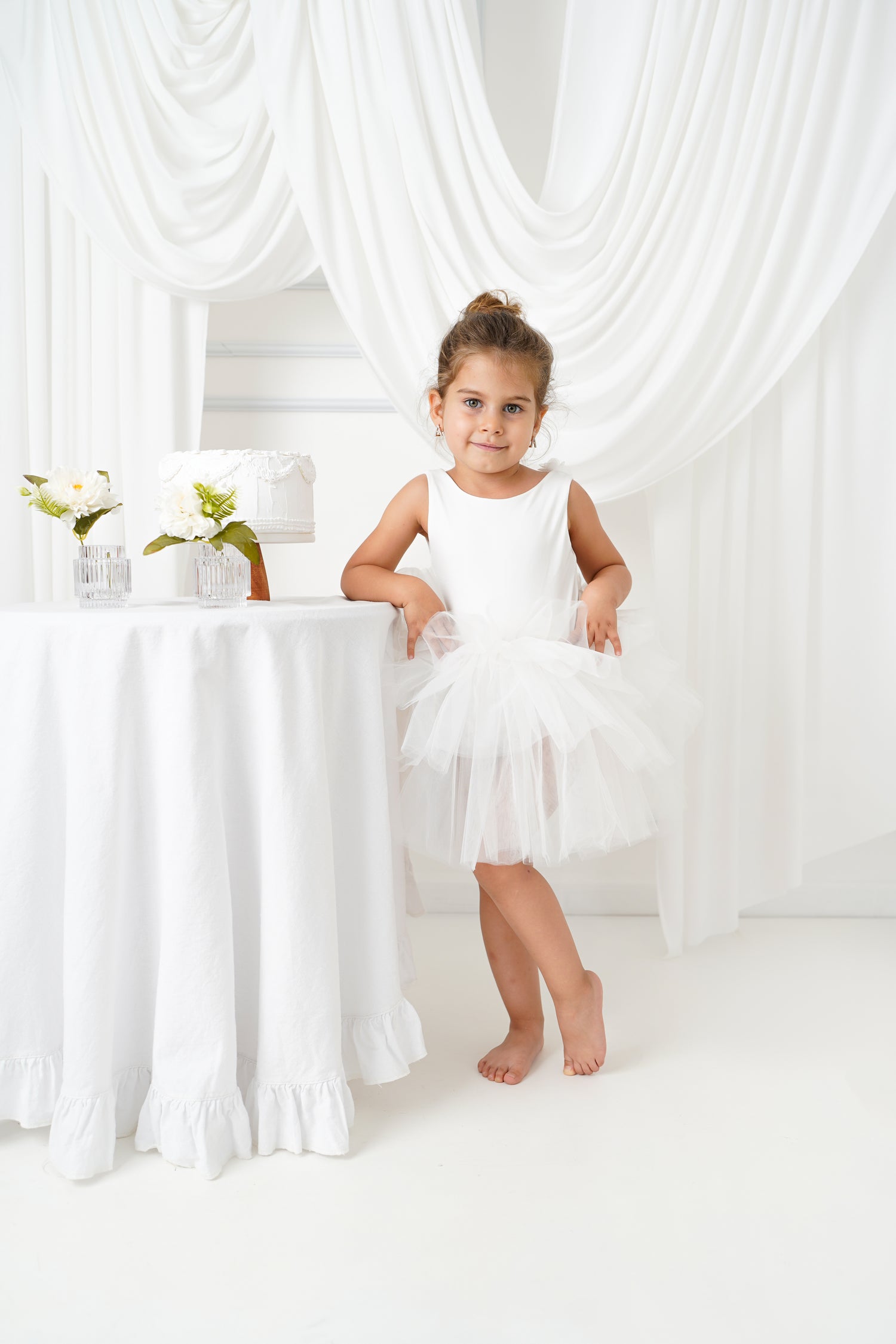Ballerina tutu white sleveless Baby Girl Dress