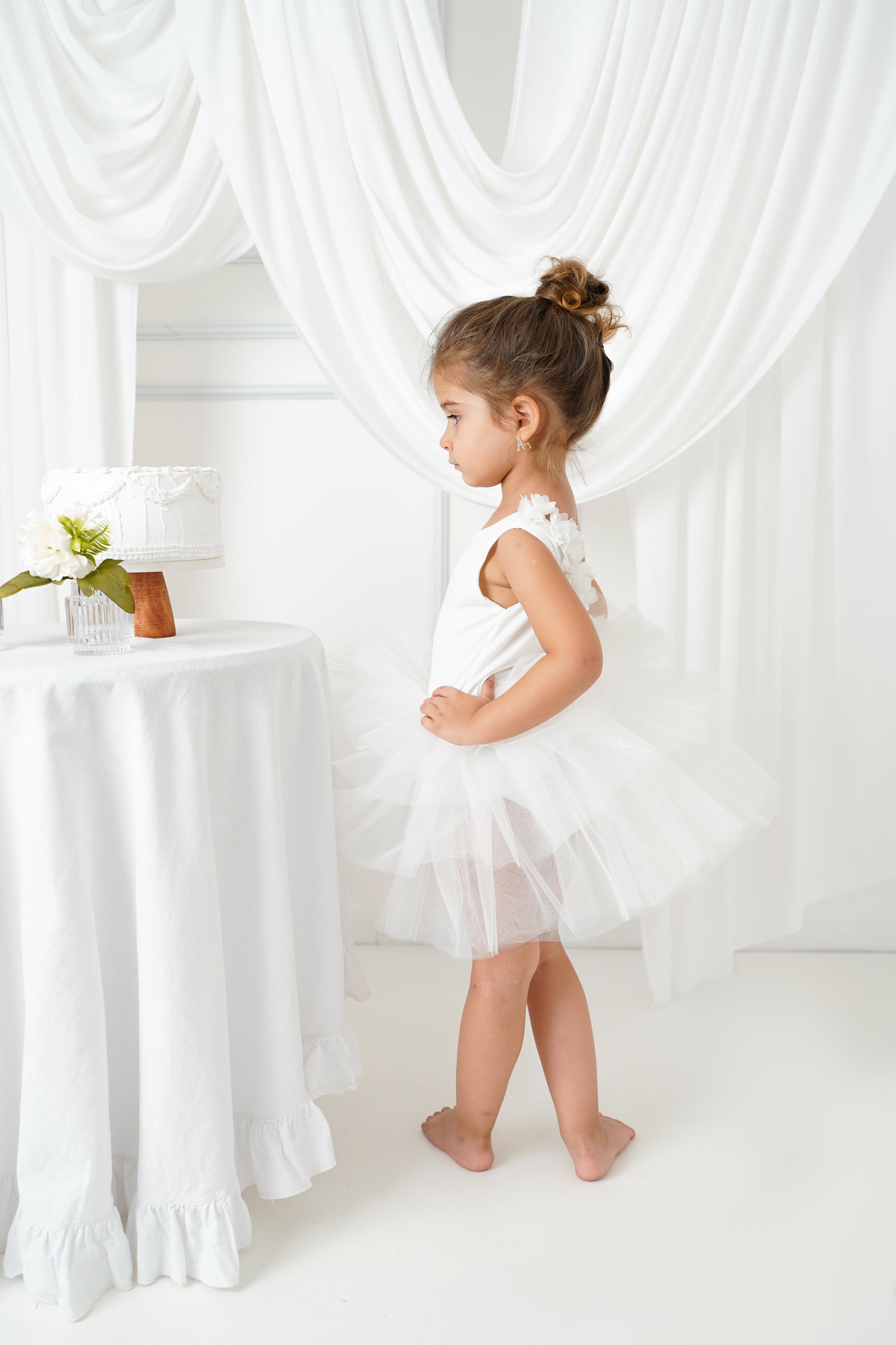 Ballerina tutu white sleveless Baby Girl Dress