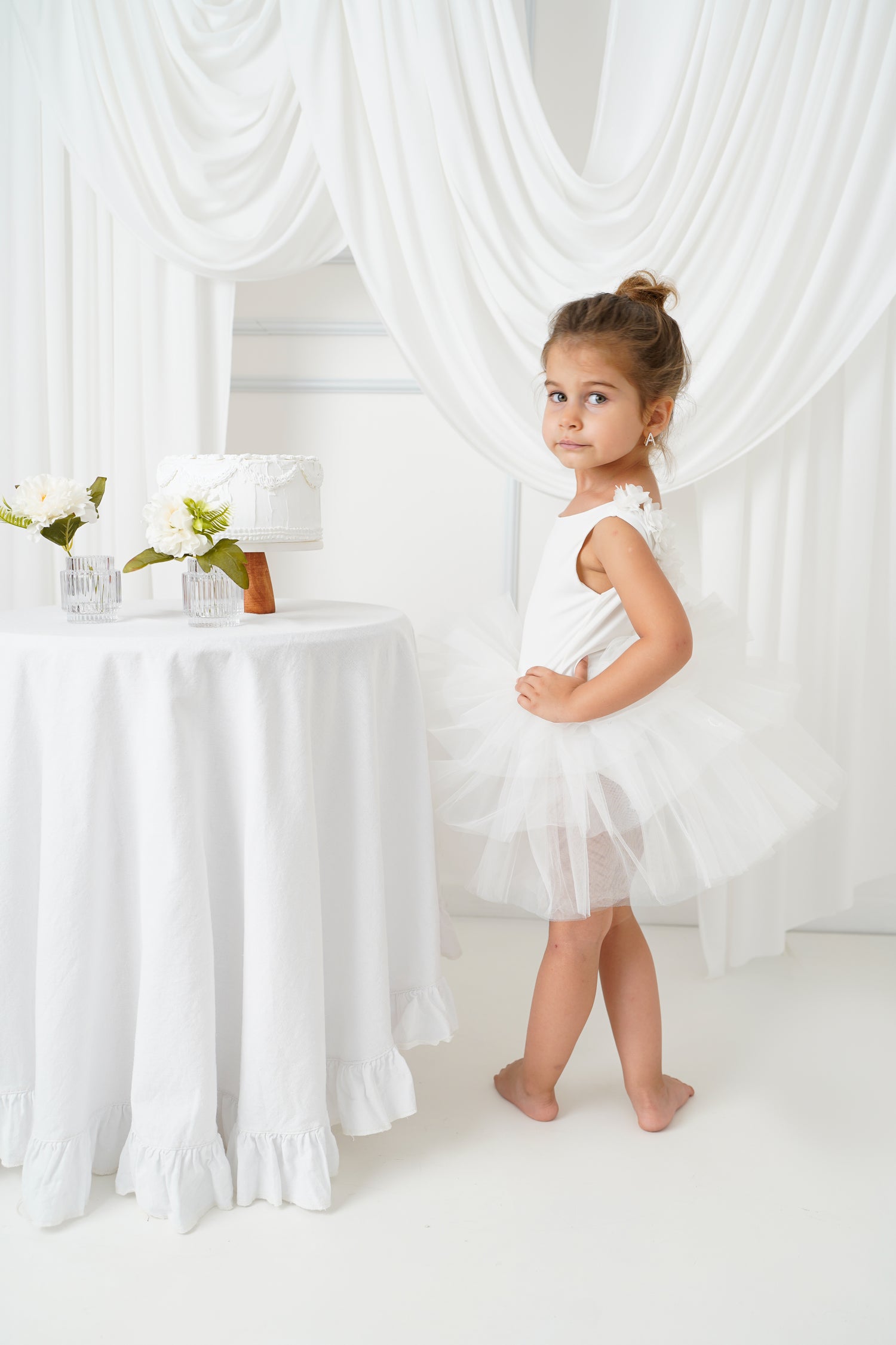 Ballerina tutu white sleveless Baby Girl Dress