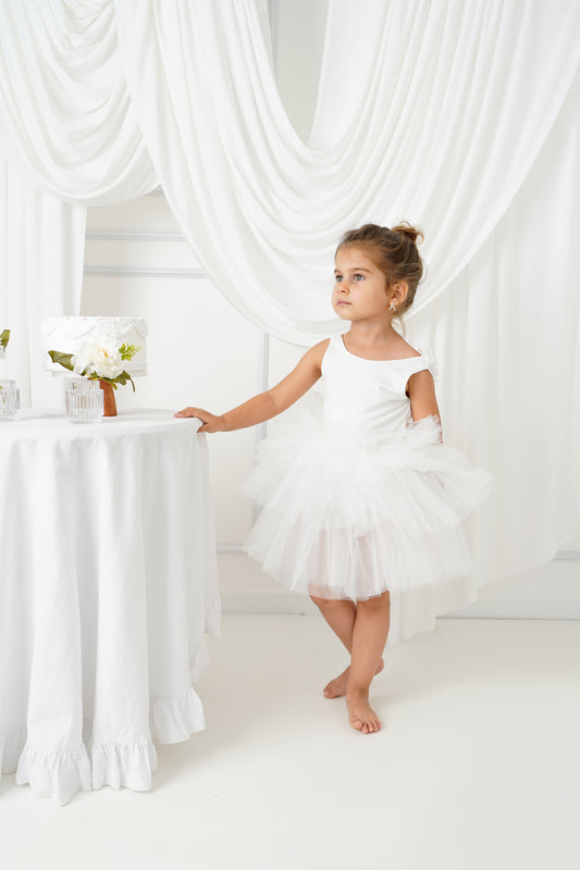 Ballerina tutu white sleveless Baby Girl Dress