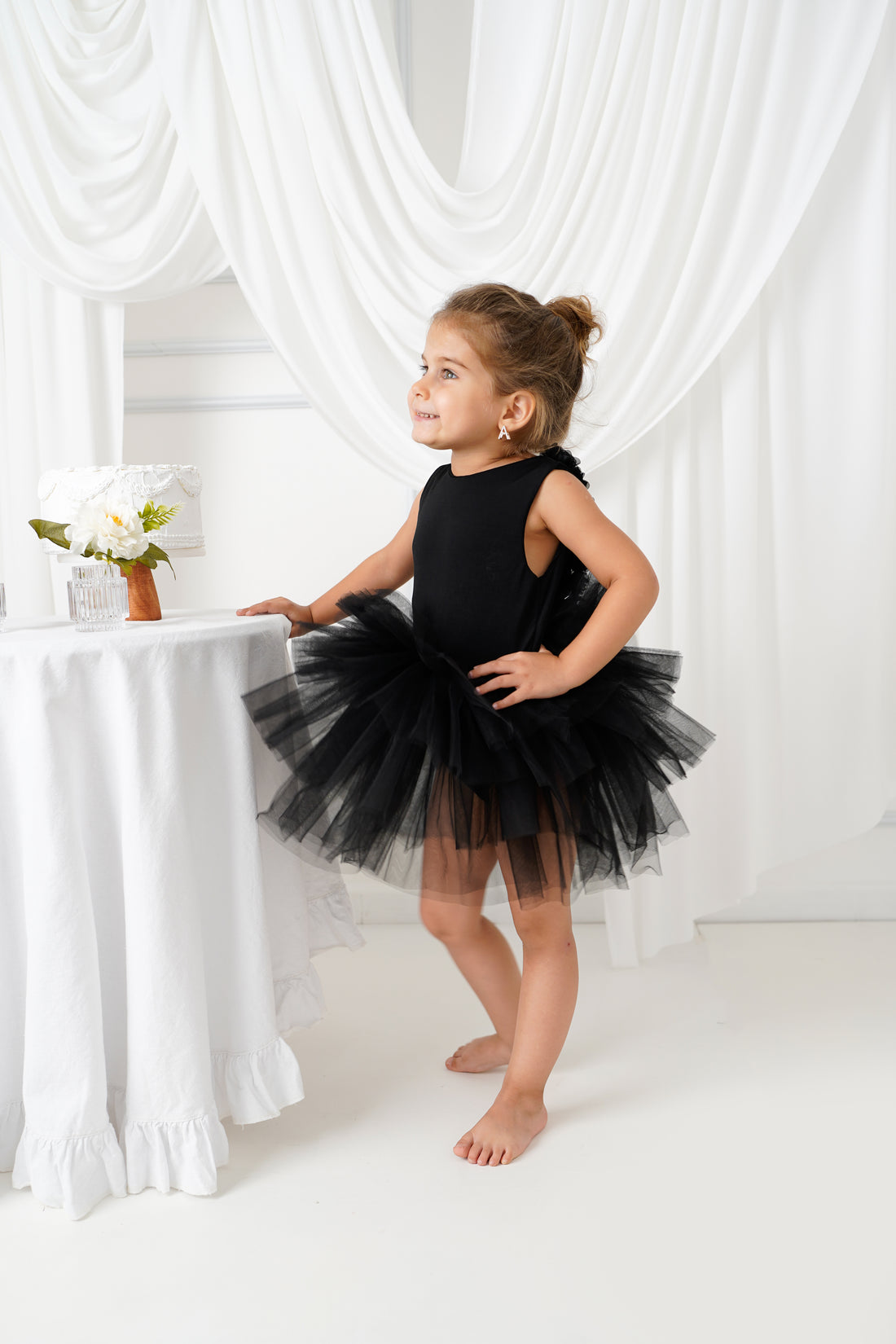 Flower black ballerina tutu Baby Girl Dress for Special Occasion