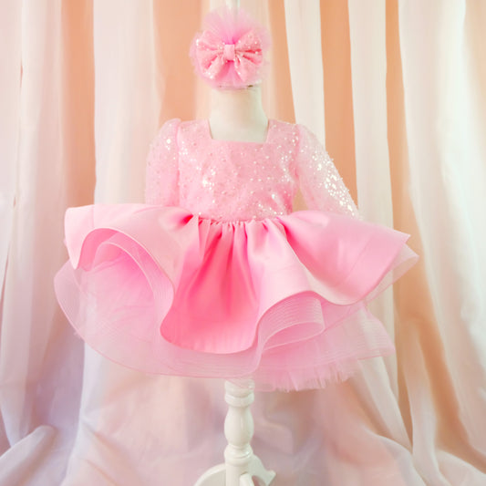 Pink beaded girl dress