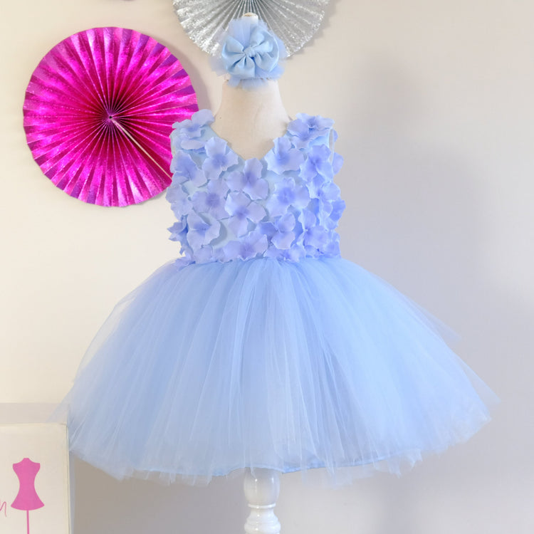 Nalla 3d flower girl dress sky blue