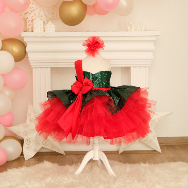 white christmas dresses Burgundy Christmas Tree Tutu Dress main image 0