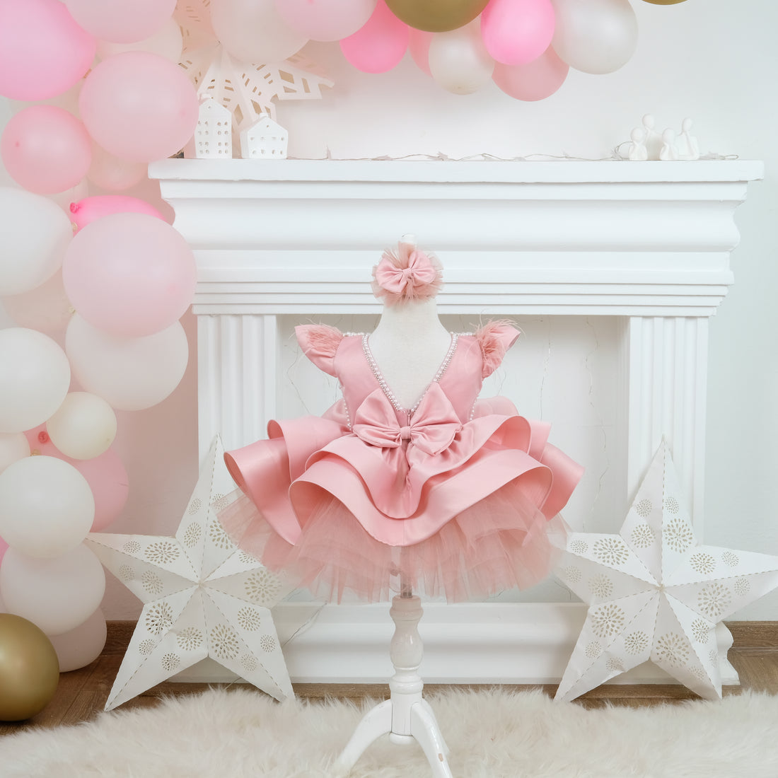 Ana pearl girl dress blush Baby Girl Dress for Special Occasion