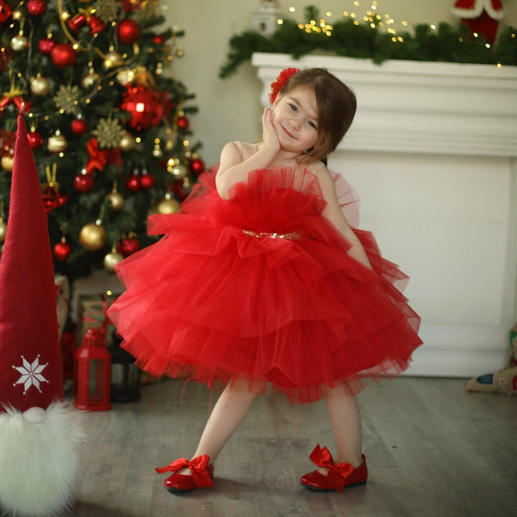 Pelin tulle girl dress red