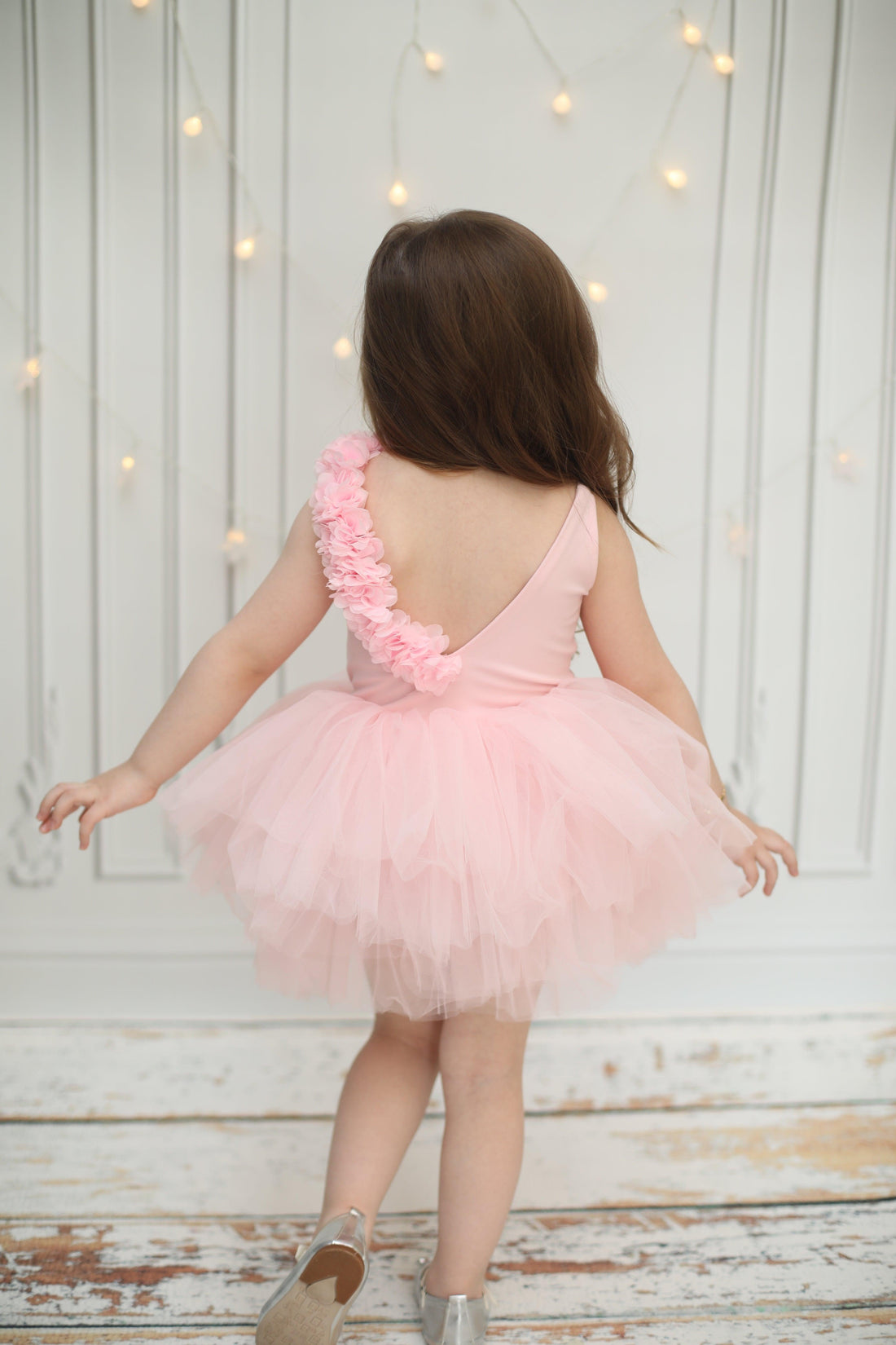 Bright Pink Floral Leotard Ballerina Sleeveless Tutu Baby Girl Dress for Special Occasion