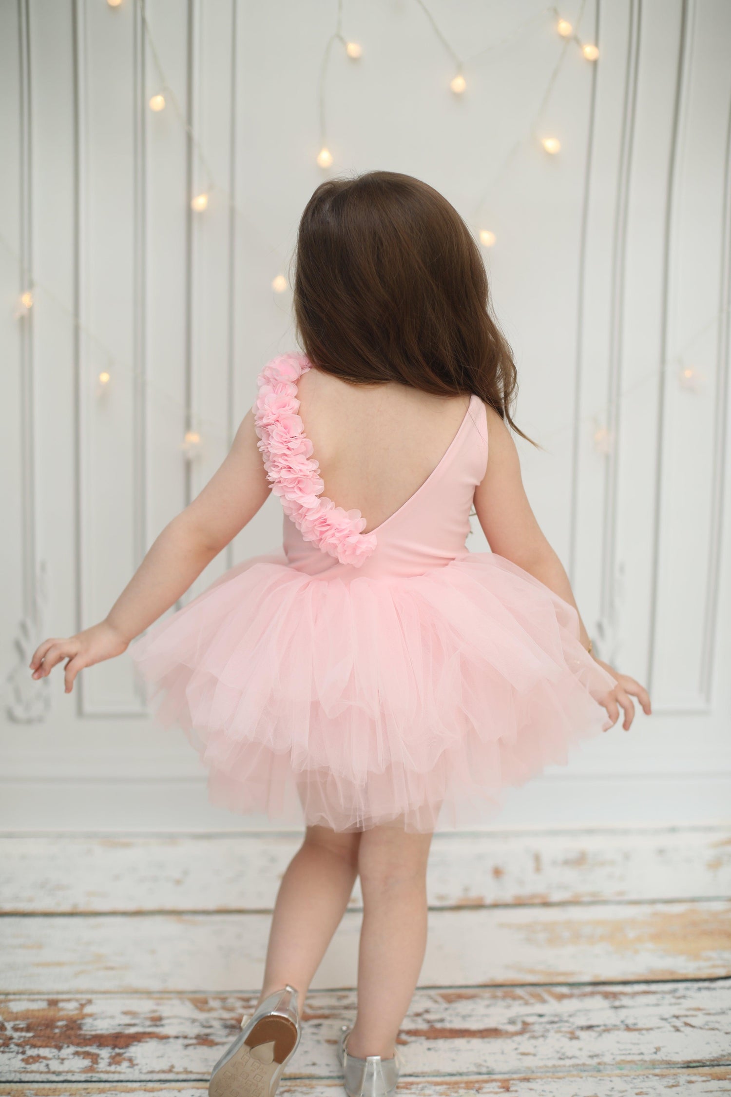 Bright Pink Floral Leotard Ballerina Sleeveless Tutu Baby Girl Dress