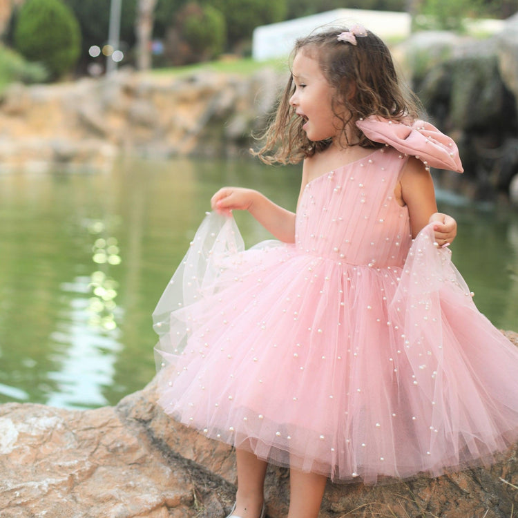 Stella pearl girl dress, flower girl dress