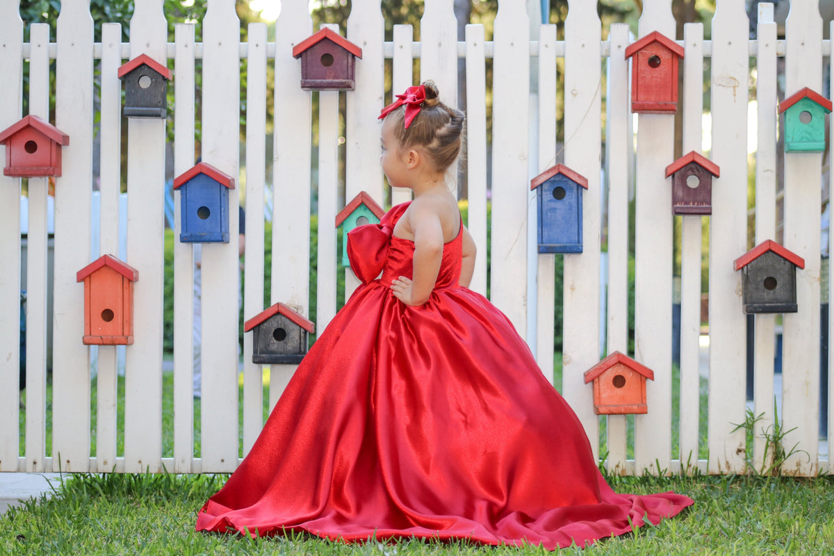 Luxury Toddler Girl Dress with Big Back Bow for Christmas