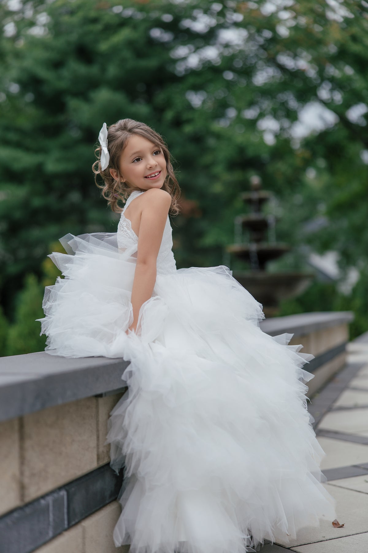 Ruffle rustic flower girl gown