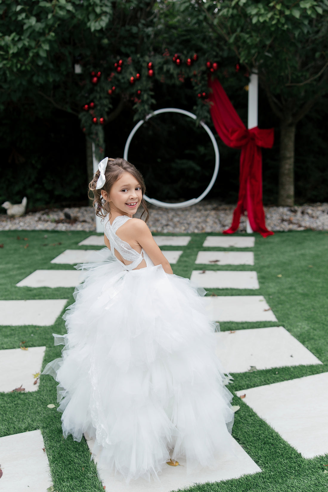 Ruffle rustic flower girl gown
