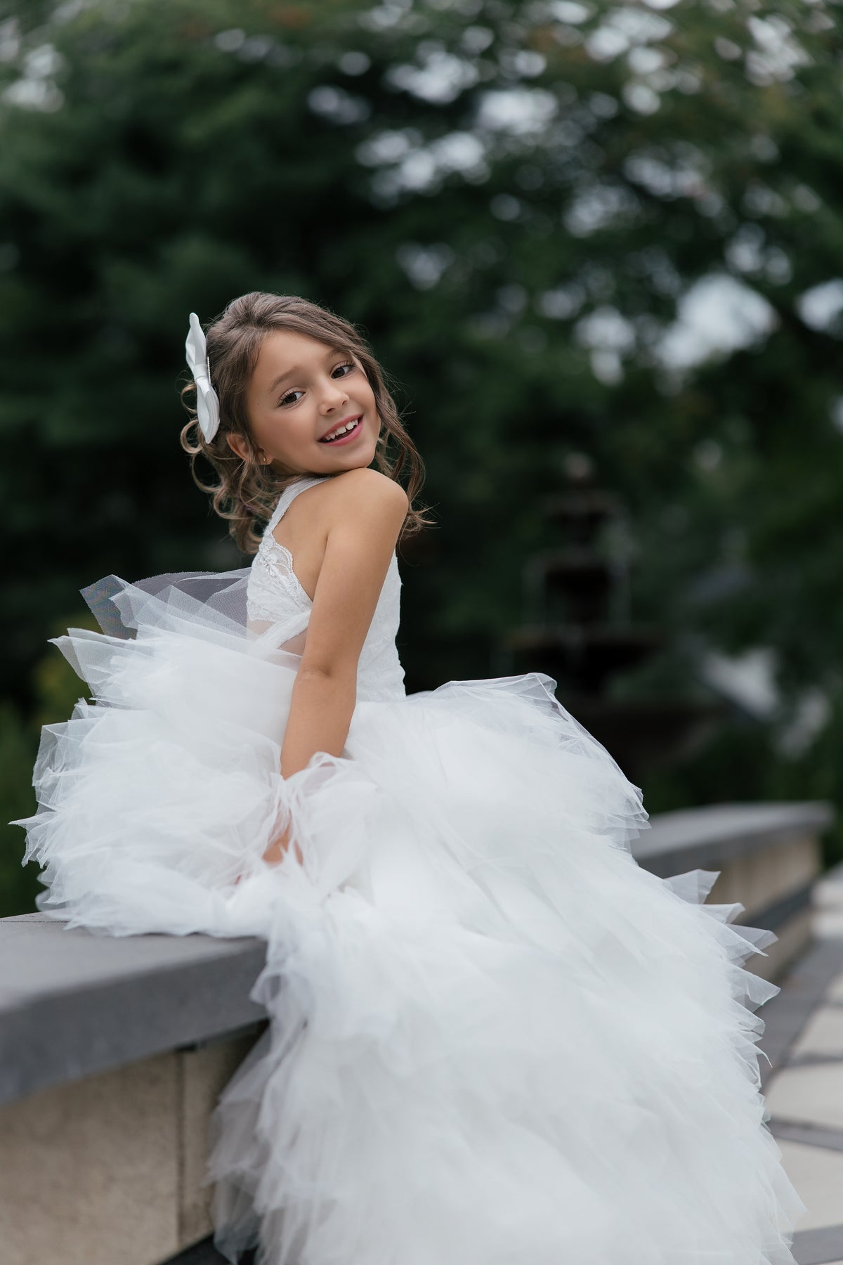 Ruffle rustic flower girl gown