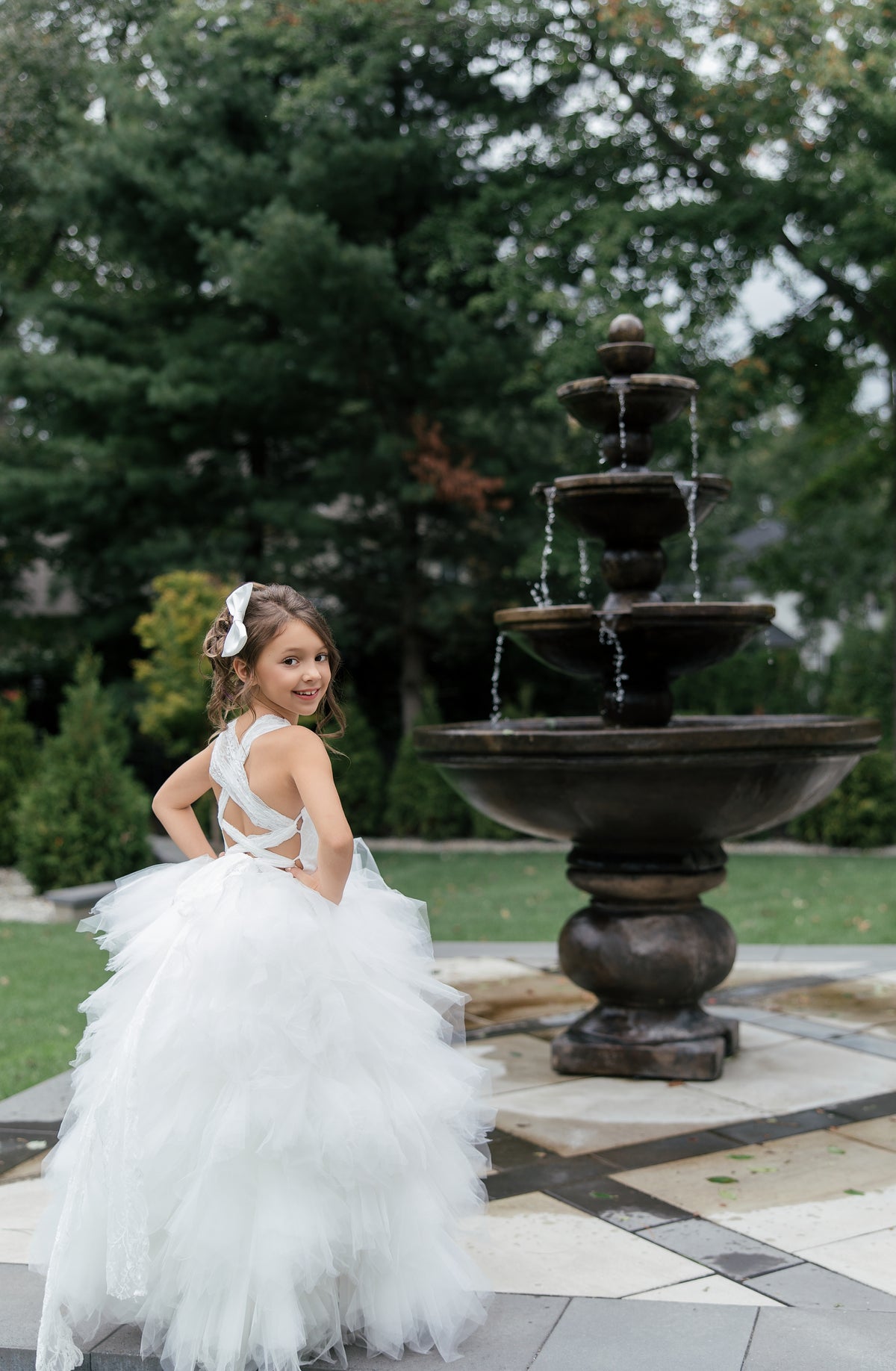 Ruffle rustic flower girl gown