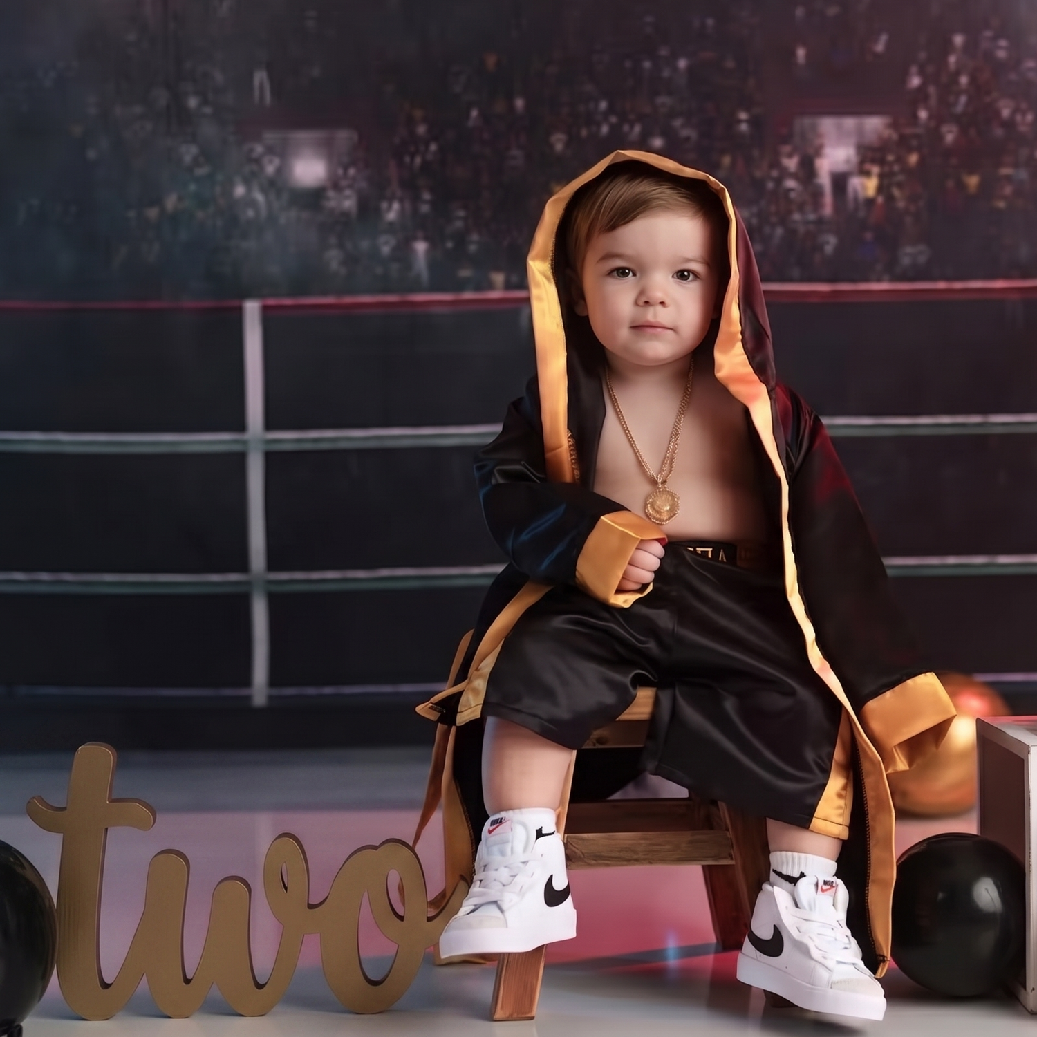 Personalized Kids Boxing Robe Set - Custom Toddler Fighter Outfit Baby Girl Dress