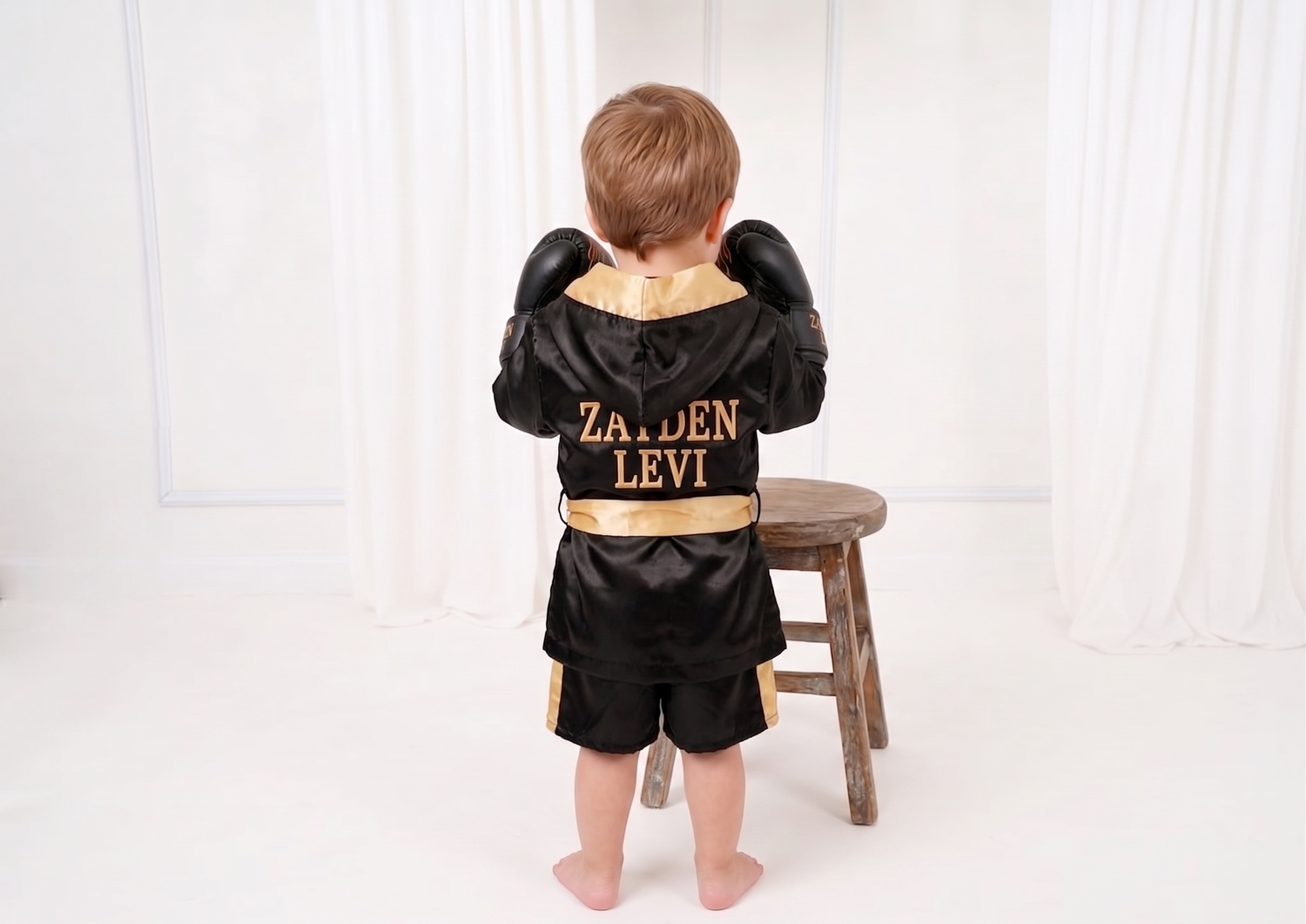 Personalized Kids Boxing Robe Set - Custom Toddler Fighter Outfit Baby Girl Dress