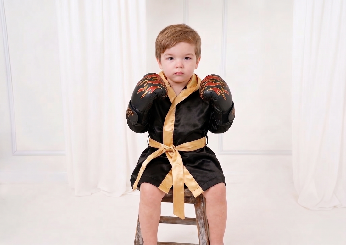 Personalized Kids Boxing Robe Set - Custom Toddler Fighter Outfit Baby Girl Dress for Special Occasion