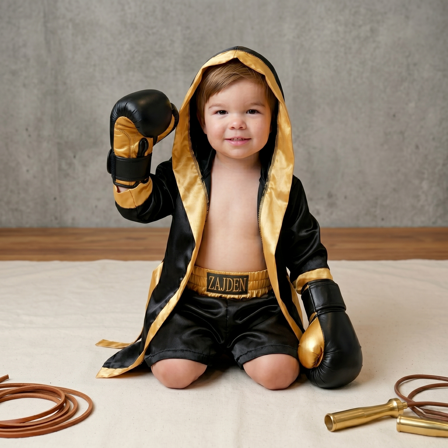 Personalized Kids Boxing Robe Set - Custom Toddler Fighter Outfit Baby Girl Dress