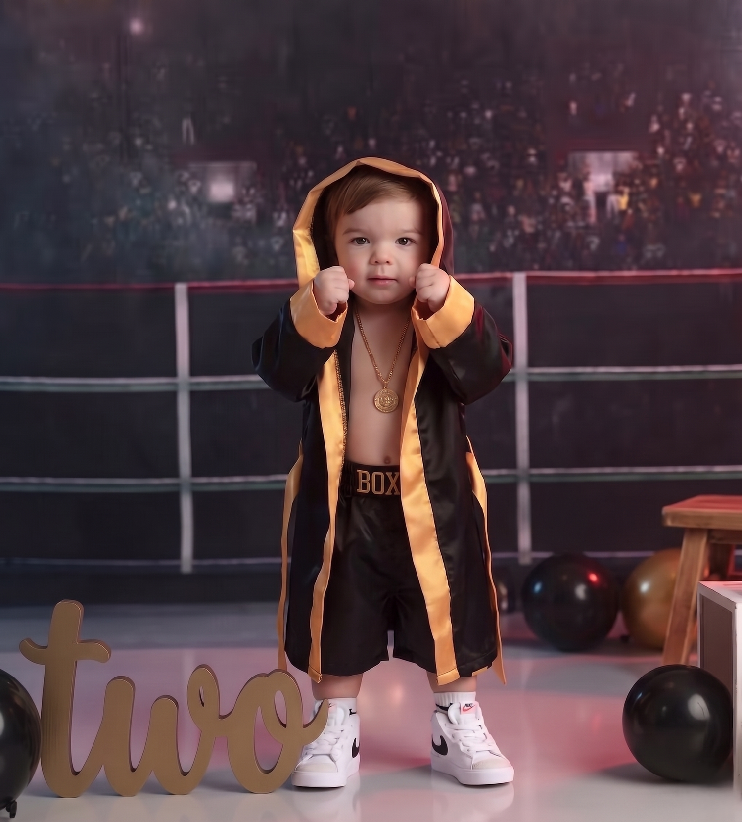 Personalized Kids Boxing Robe Set - Custom Toddler Fighter Outfit Baby Girl Dress