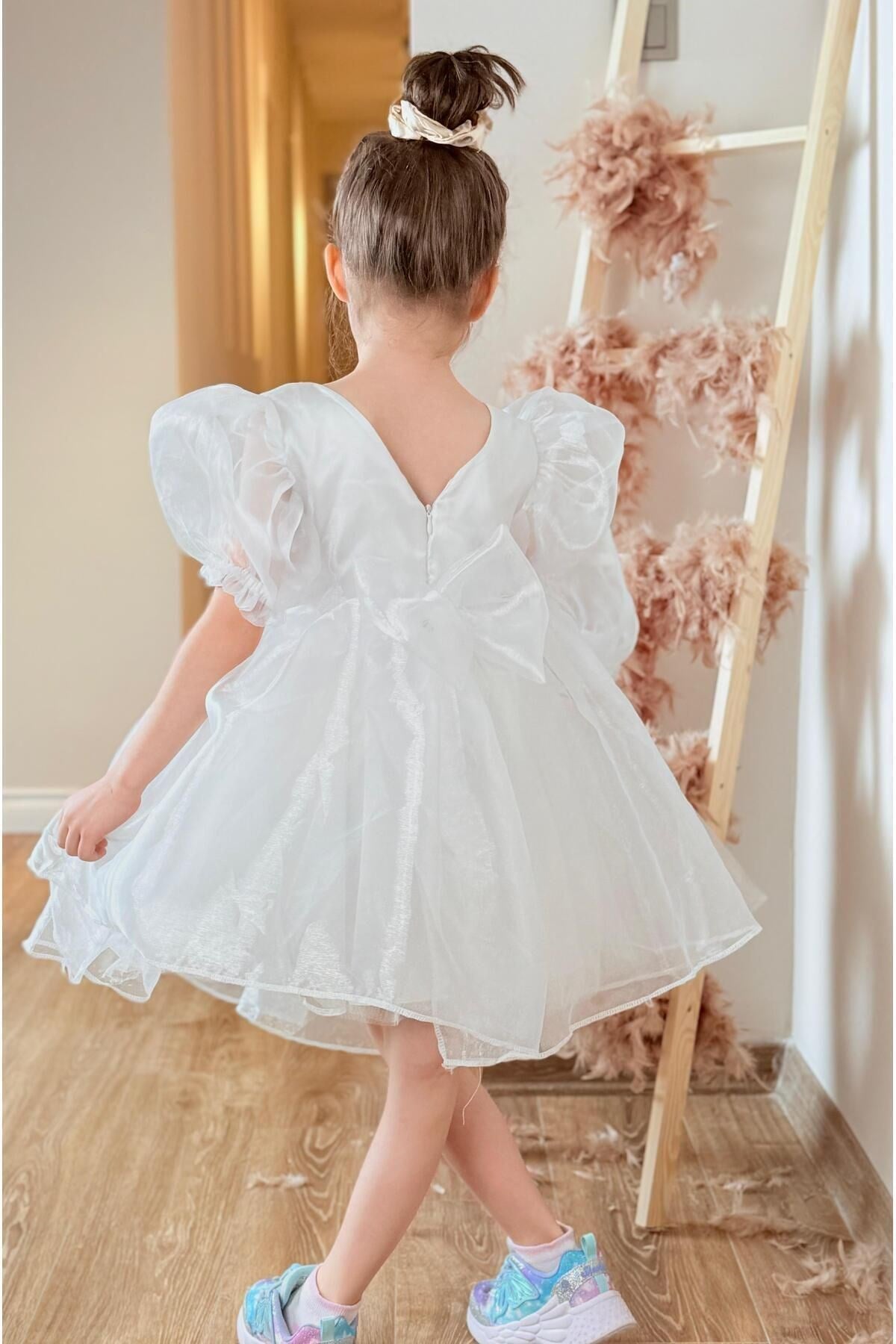 White Ballon sleeve dress Baby Girl Dress