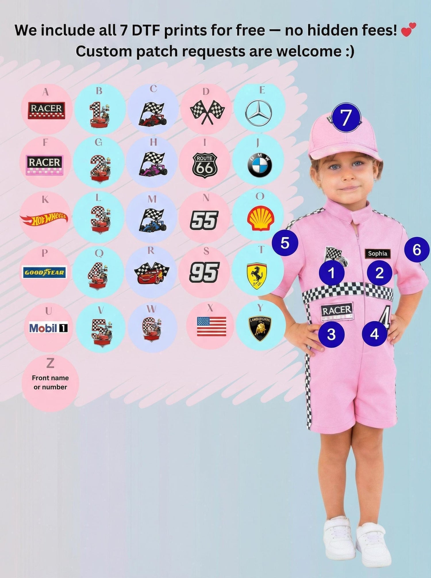Kids Race Car Costume - Pink Short Racing Jumpsuit Baby Girl Dress