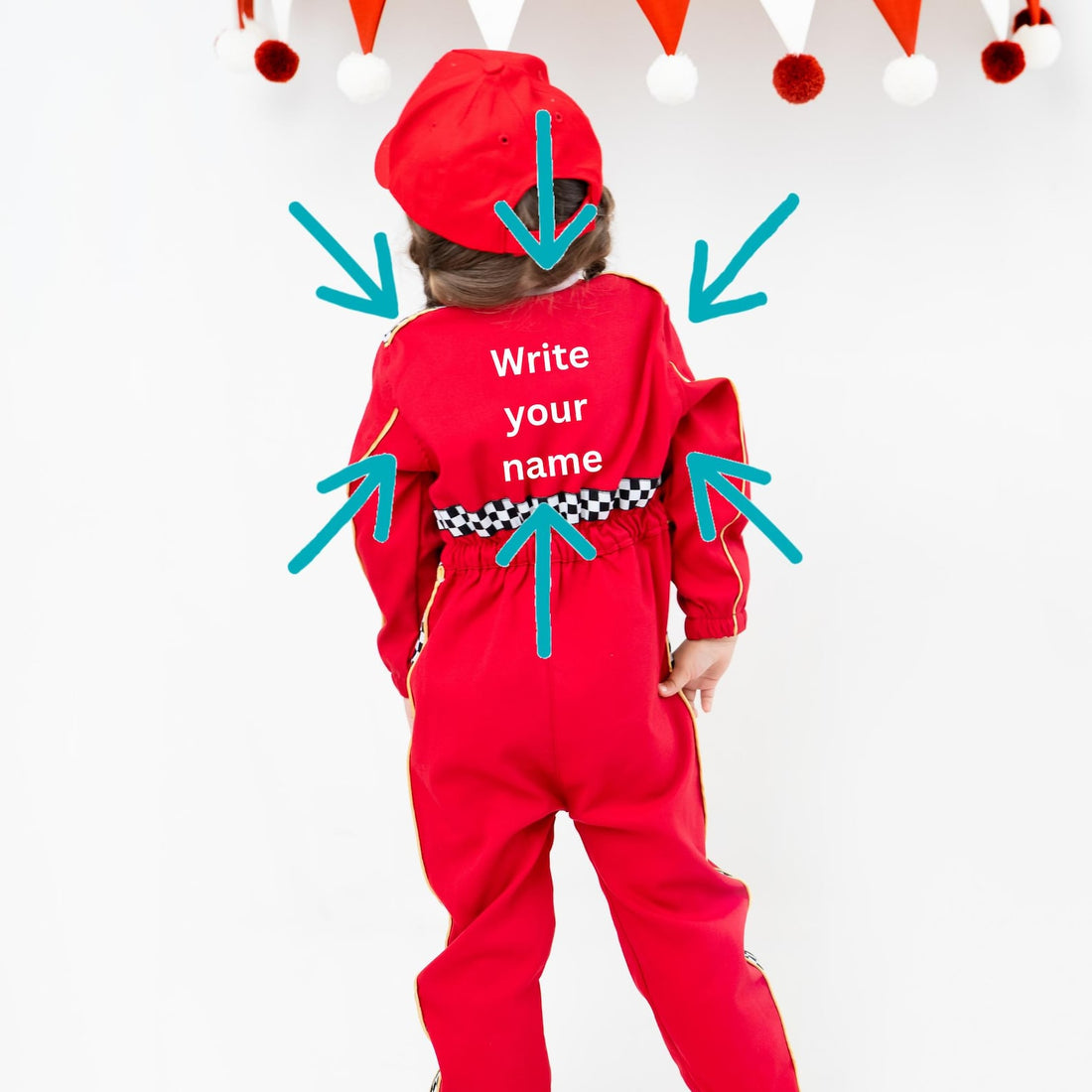 Kids Race Car Costume - Red - White Long Sleeve Racing Jumpsuit Baby Girl Dress for Special Occasion