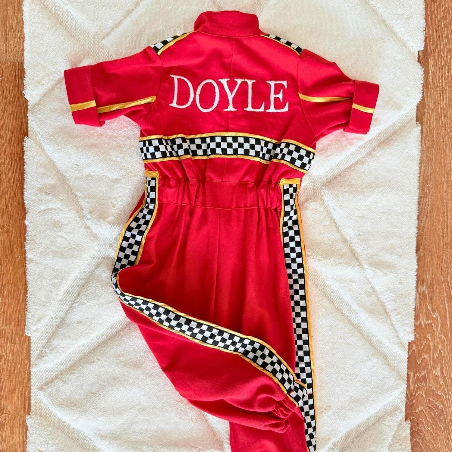 Kids Race Car Costume - Red Short Sleeve Racing Jumpsuit Baby Girl Dress