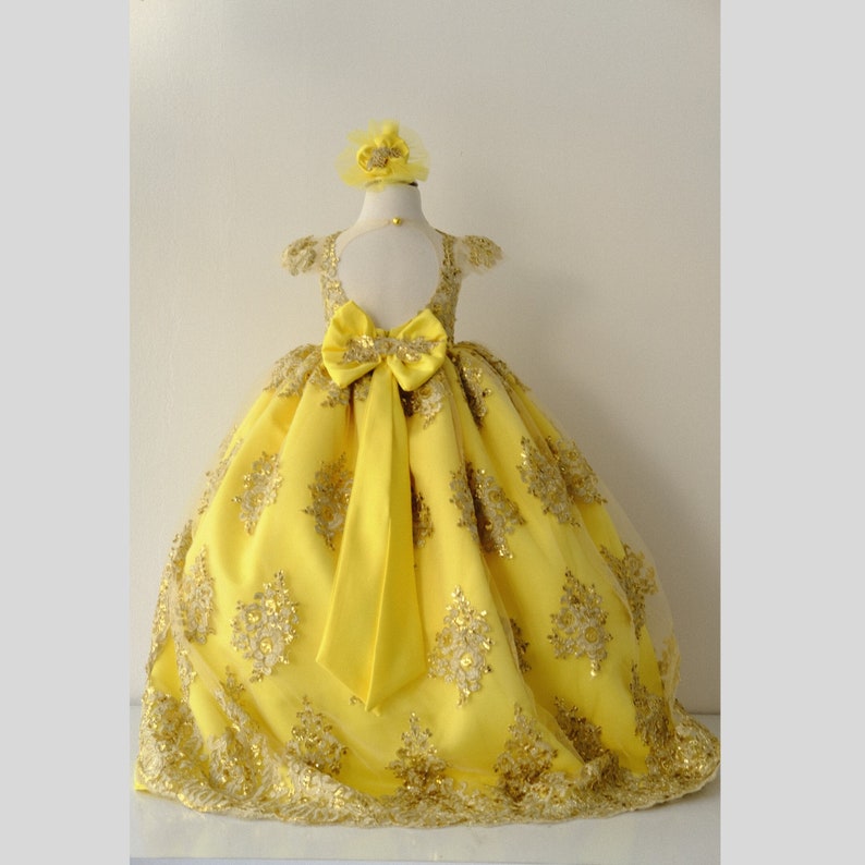 Princess Charlotte gown yellow Baby Girl Dress for Special Occasion