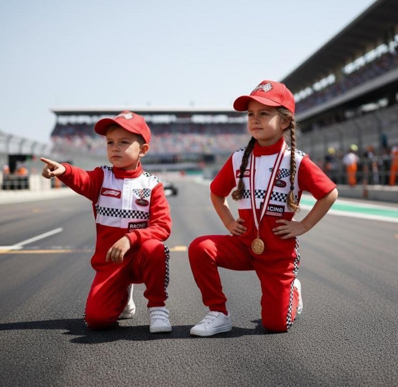 Kids Race Car Costume - Red - White Short Sleeve Racing Jumpsuit Baby Girl Dress