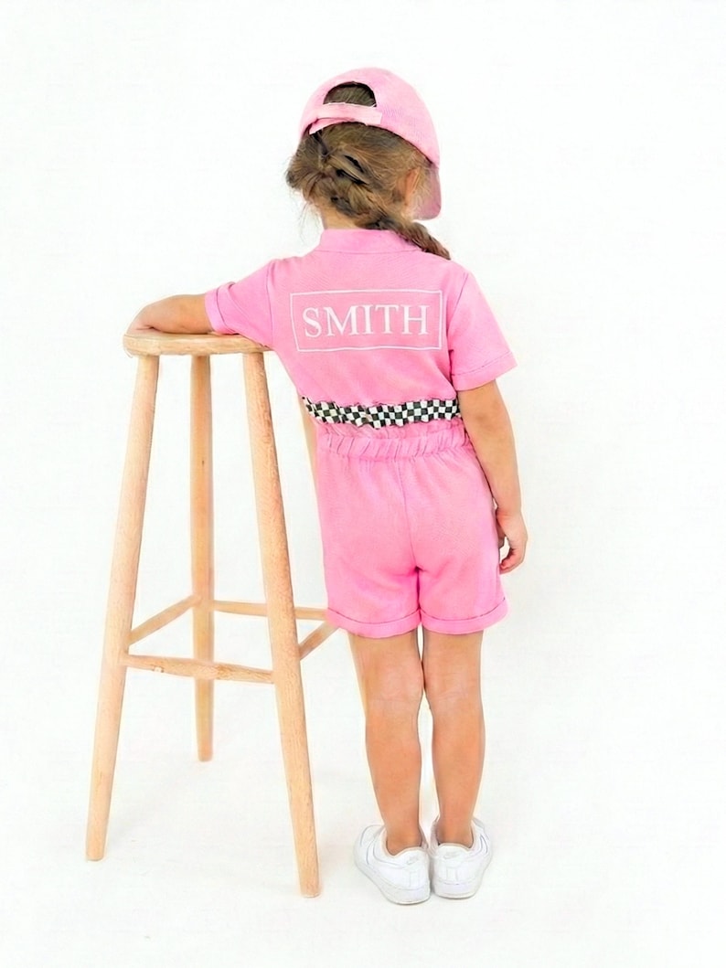 Kids Race Car Costume - Pink Short Racing Jumpsuit Baby Girl Dress