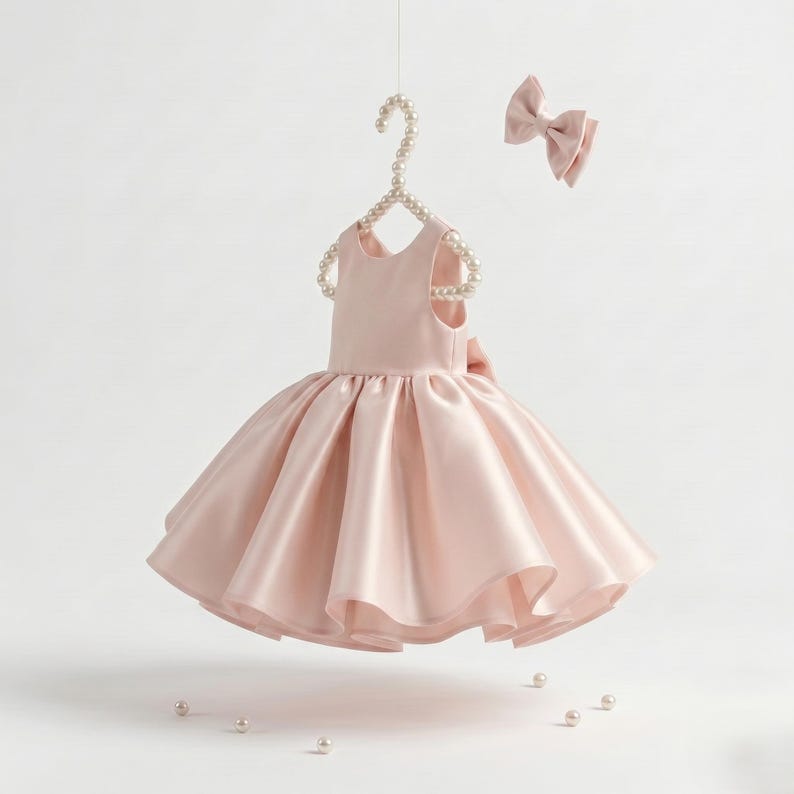 Blush Satin Mini Girl Dress - Mikado