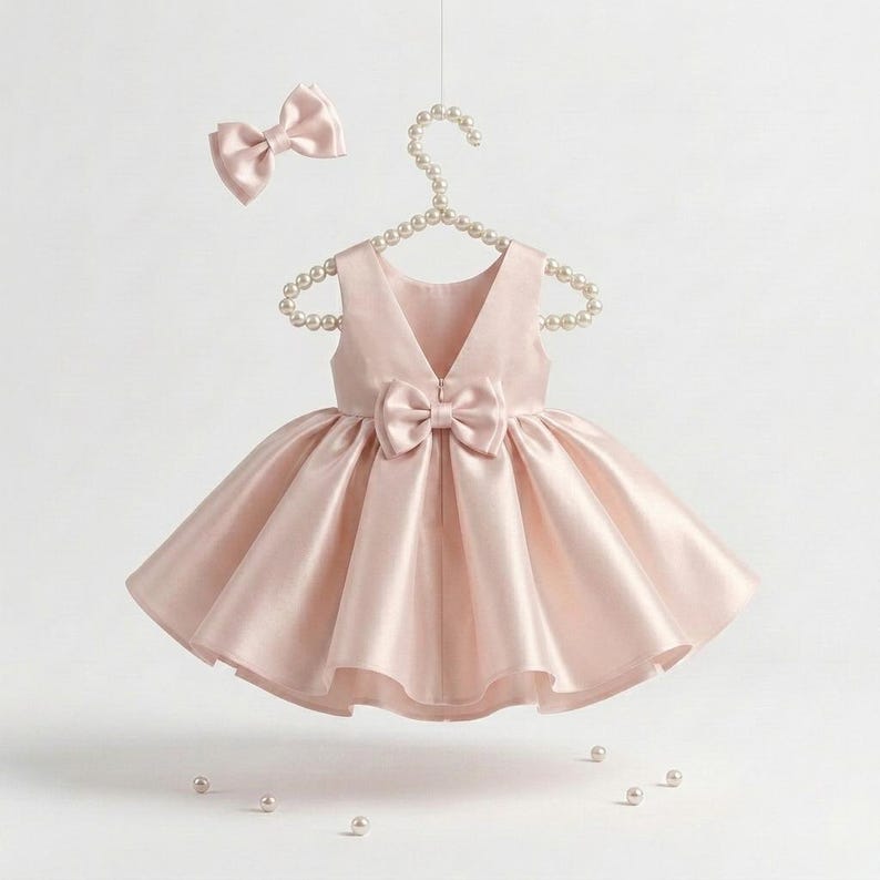 Blush Satin Mini Girl Dress - Mikado