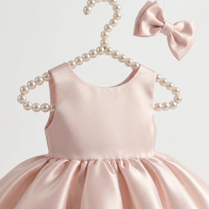 Blush Satin Mini Girl Dress - Mikado
