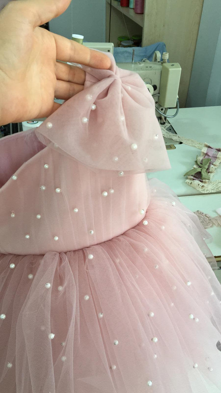 Stella pearl girl dress, flower girl dress