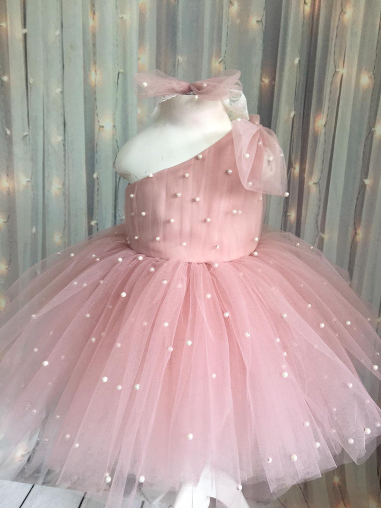 Stella pearl girl dress, flower girl dress