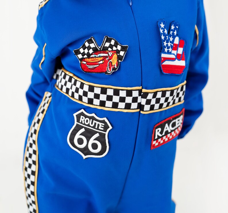 Kids Race Car Costume - Dark Blue Long Sleeve Racing Jumpsuit Baby Girl Dress