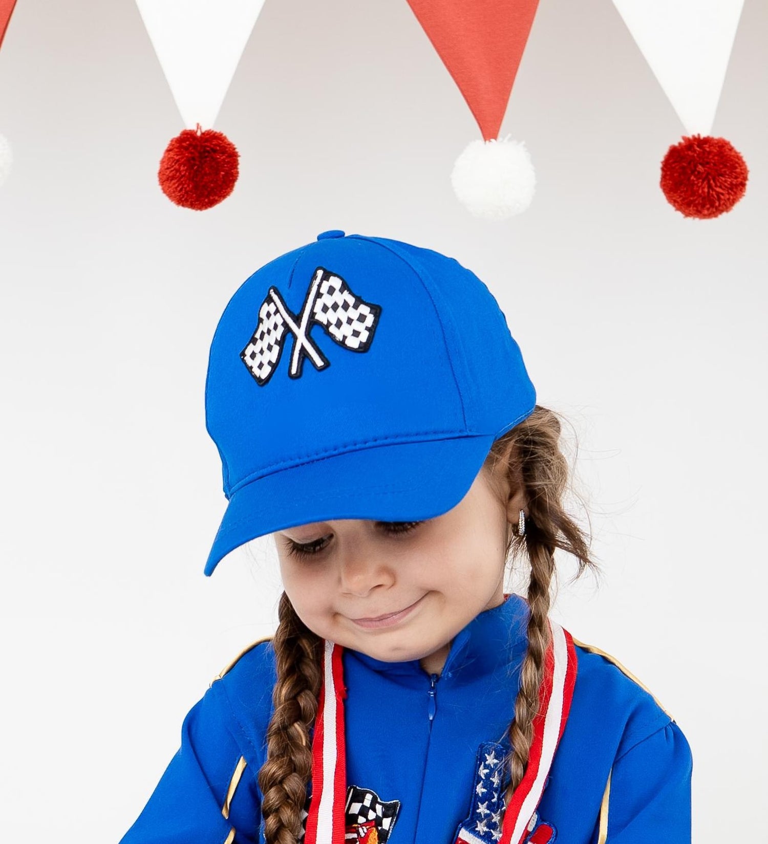 Kids Race Car Costume - Dark Blue Long Sleeve Racing Jumpsuit Baby Girl Dress